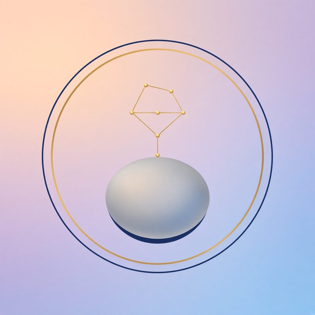 Logo Ishisora : une pierre polie sous une constellation dorée